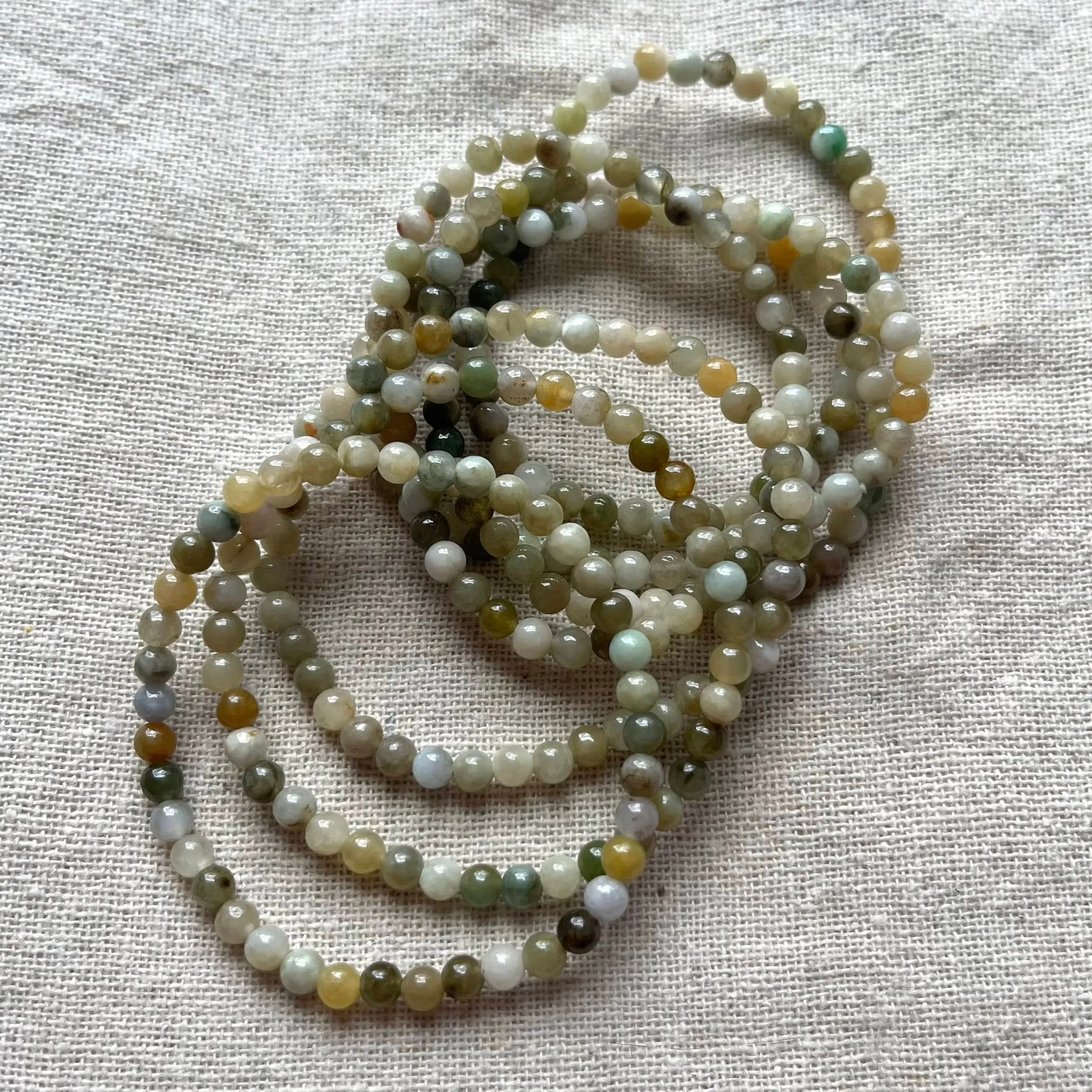 Green Jade 4mm Beaded Bracelet - Luck