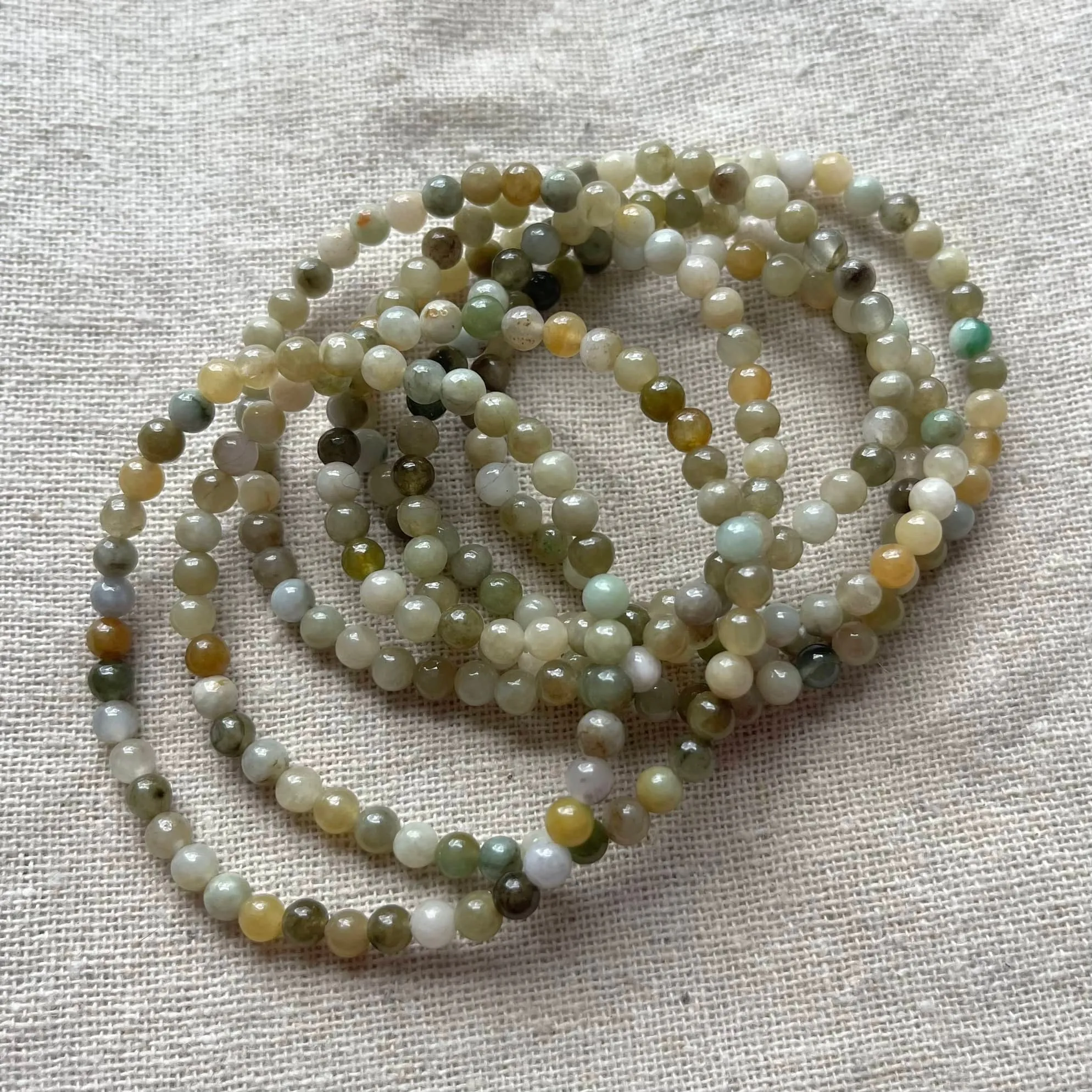 Green Jade 4mm Beaded Bracelet - Luck