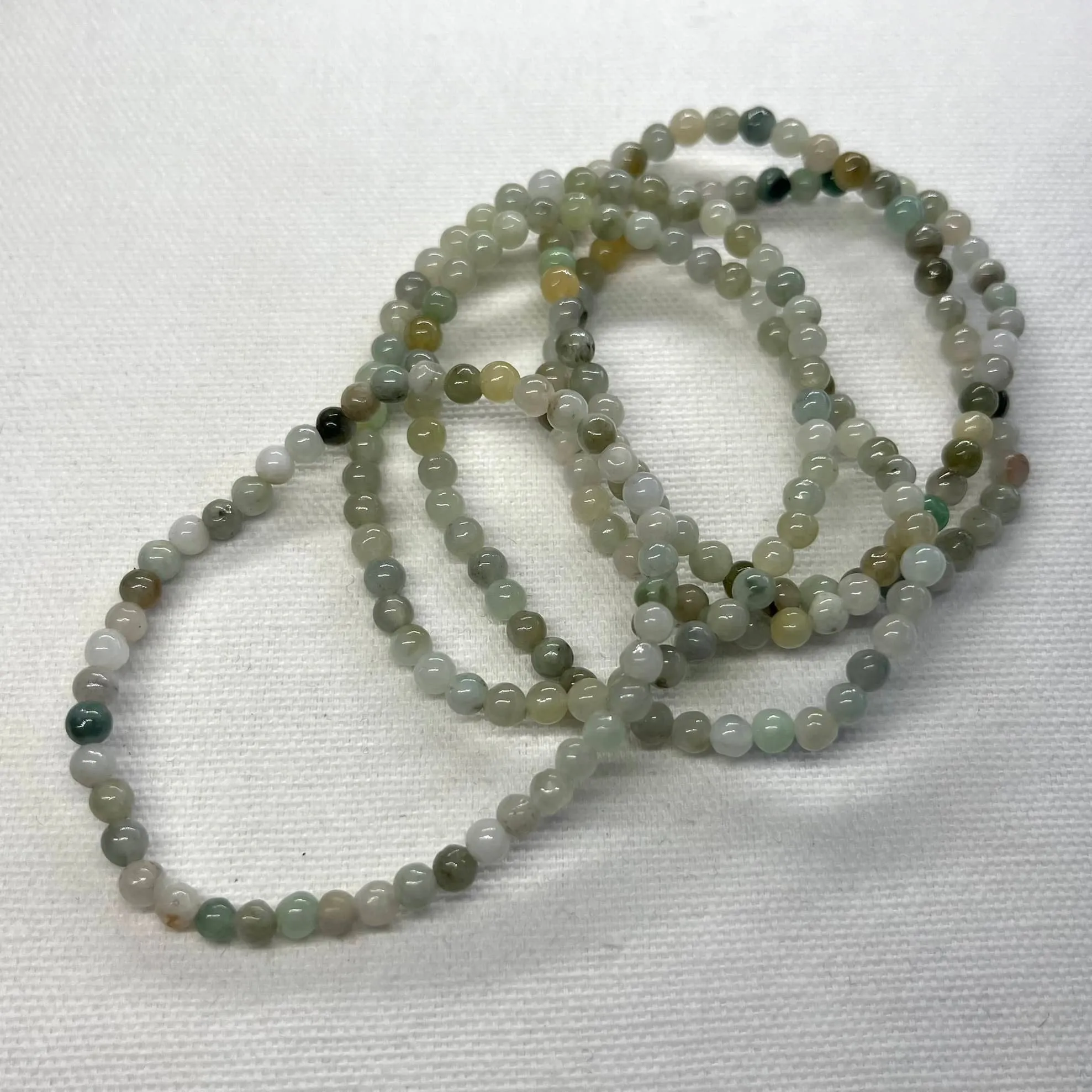 Green Jade 4mm Beaded Bracelet - Luck