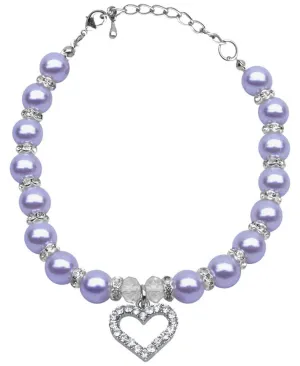 Heart and Pearl Necklace Lavender Md (8-10)