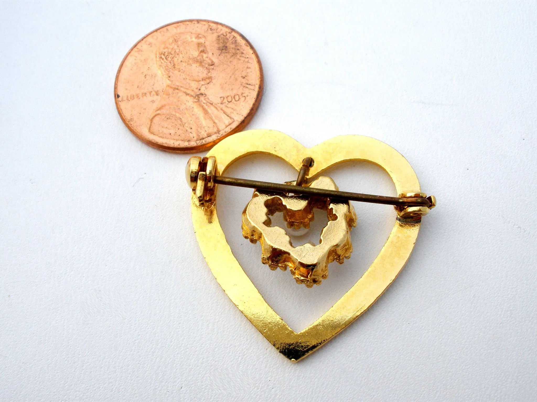 Heart Shaped Brooch With Rhinestones