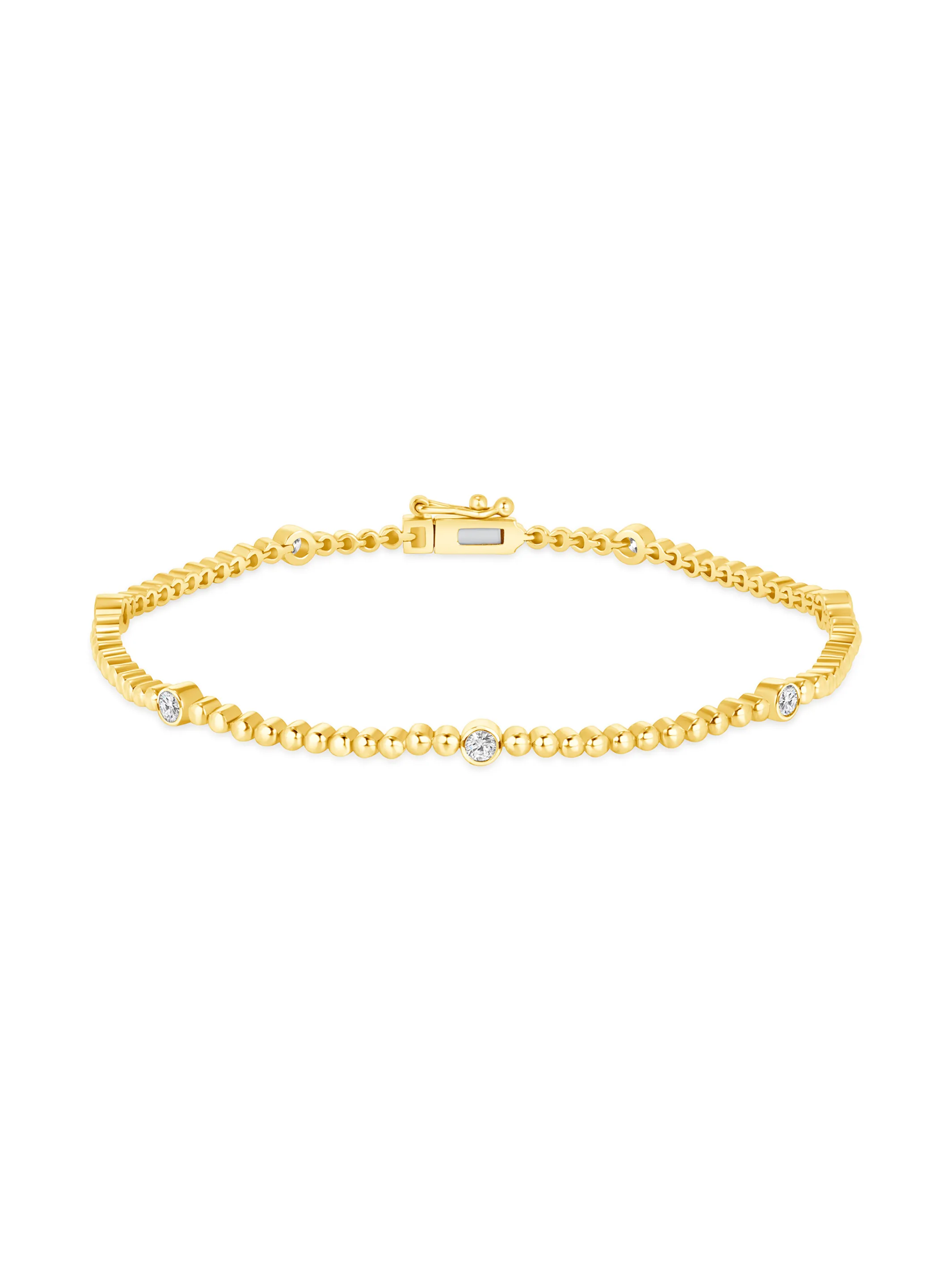 Jennie Diamond Bezel Beaded Bracelet 14K