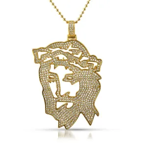 Jesus Cut Out Designer Gold CZ Pendant