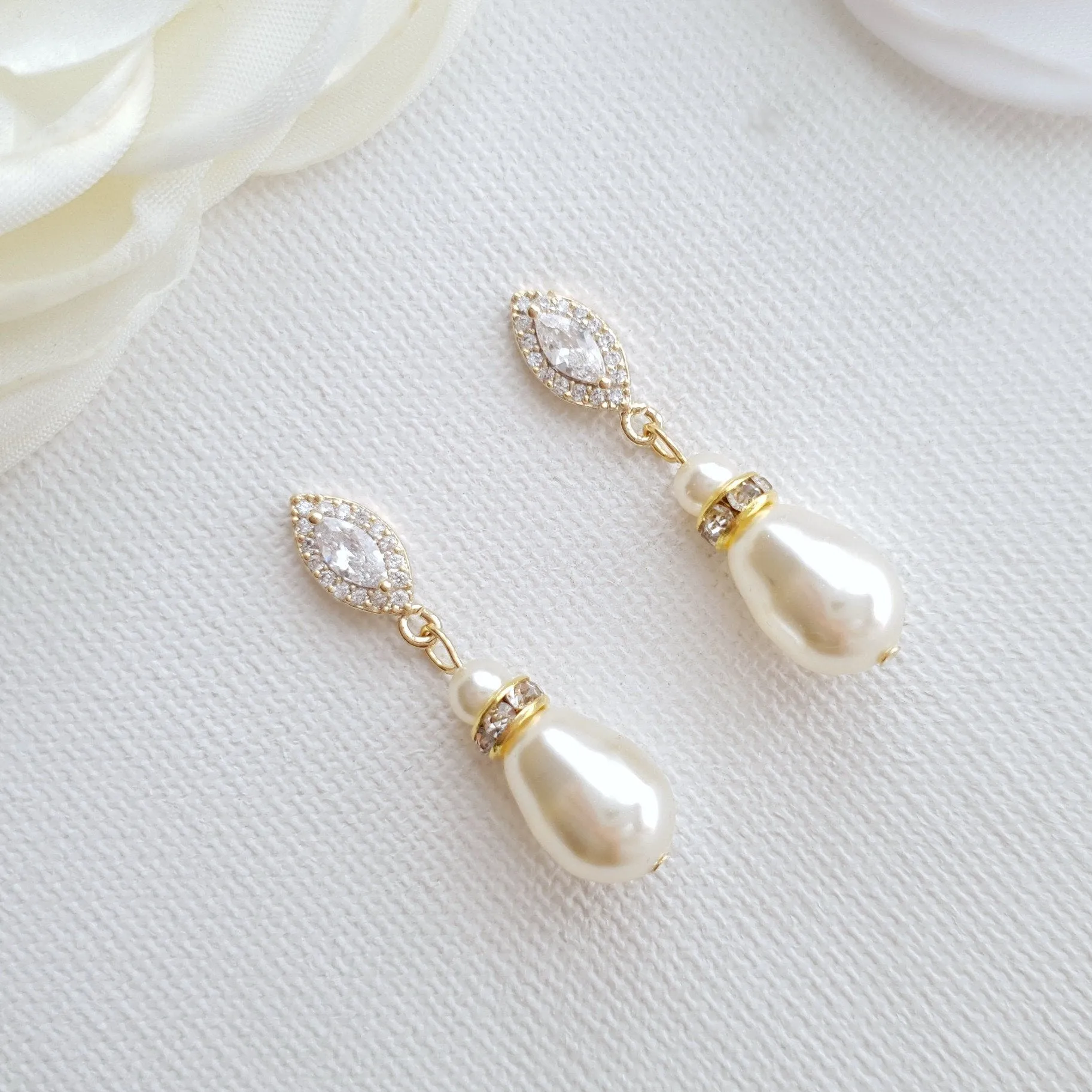 Jewelry Set for Brides With Pearl Bracelet Pearl Earrings Pearl Necklace-Ella