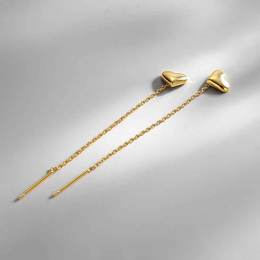 Kairangi Threader Earrings for Women Gold Plated Heart Shaped Long Chain Threader Earrings For Women and Girls