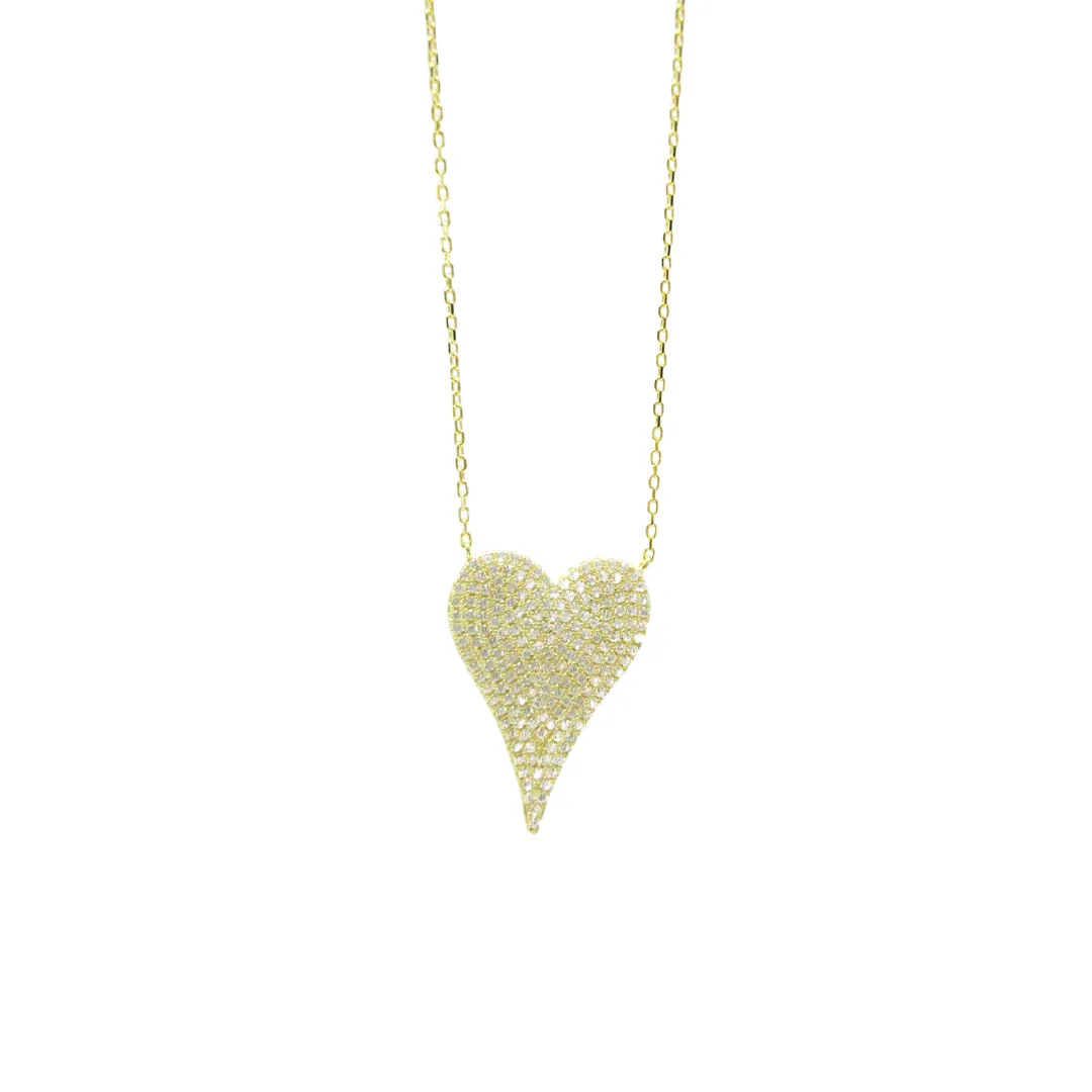 Kassali Long Pave Heart  on chain