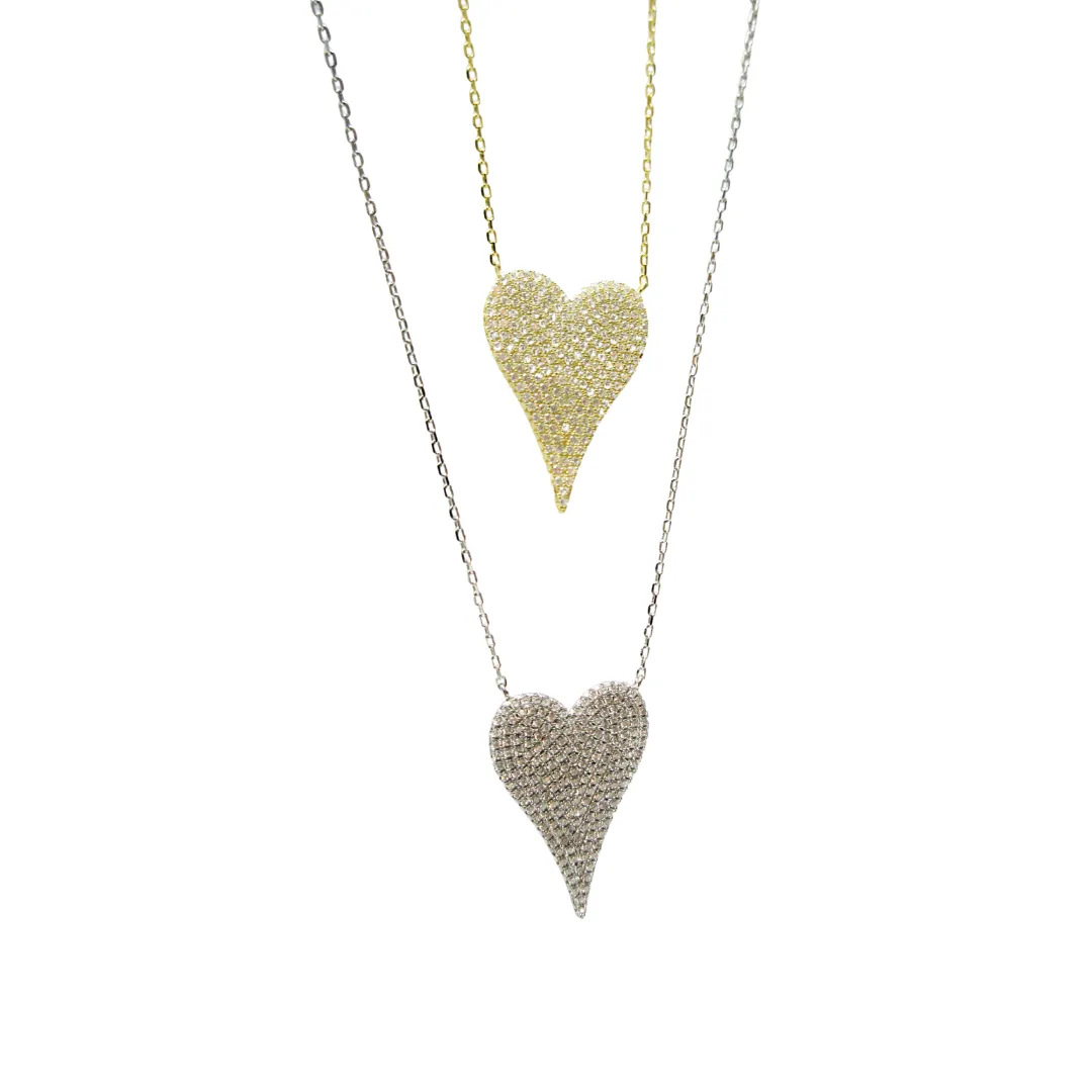 Kassali Long Pave Heart  on chain