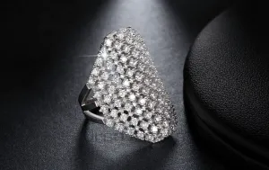 Lexi Pave Platinum Plated Cocktail Ring