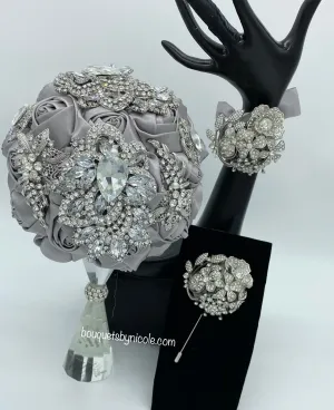 LISA ~ Luxury Brooch Bouquet Silver