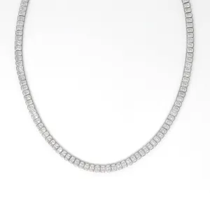 Luxe Baguette Tennis Necklace - Sterling Silver