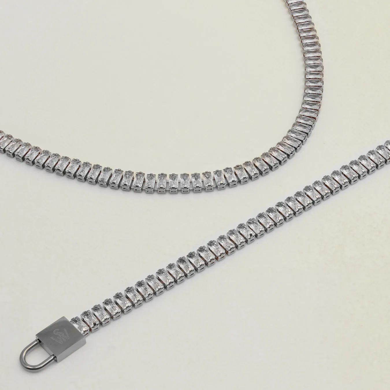 Luxe Baguette Tennis Necklace - Sterling Silver