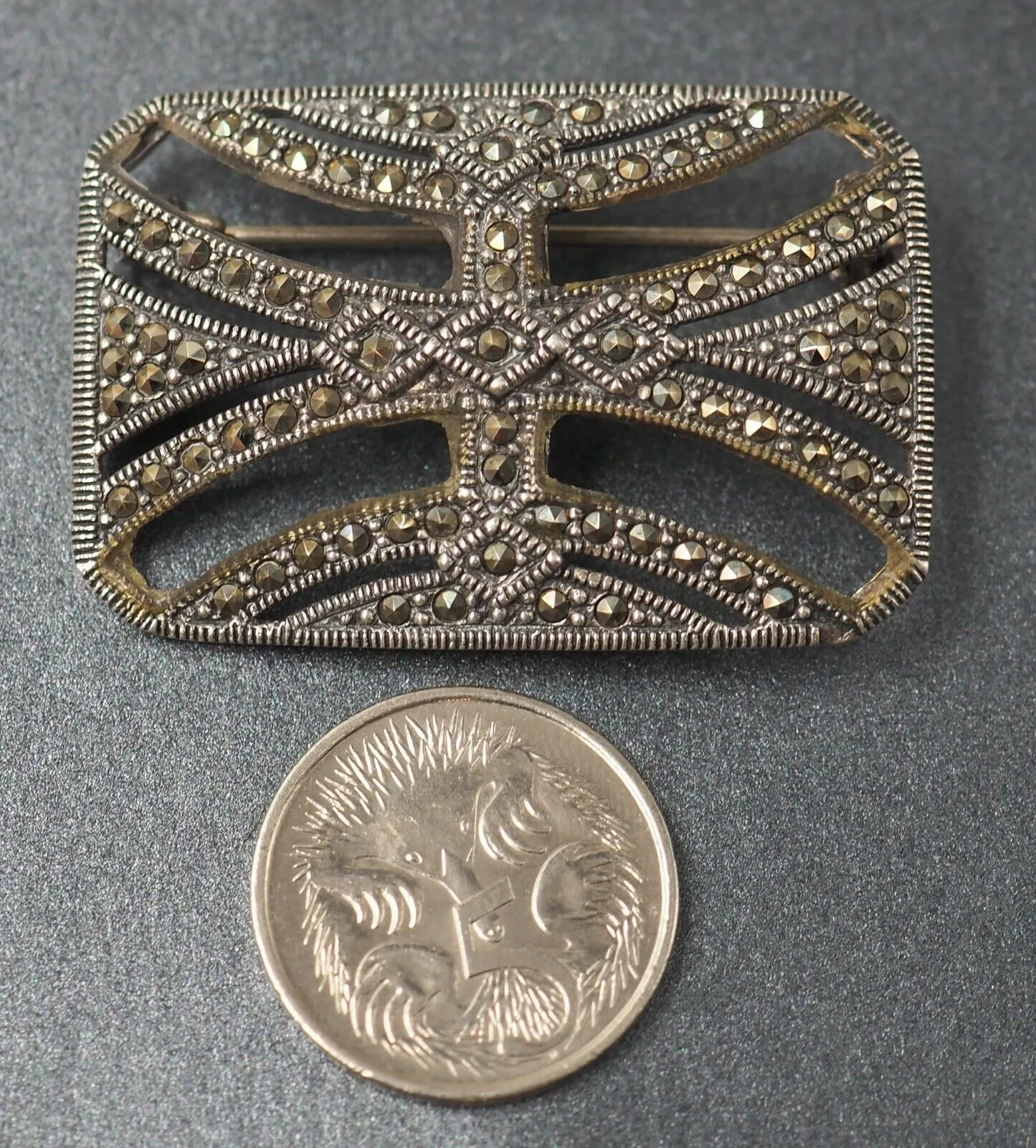 Marcasite 925 Sterling Silver Brooch