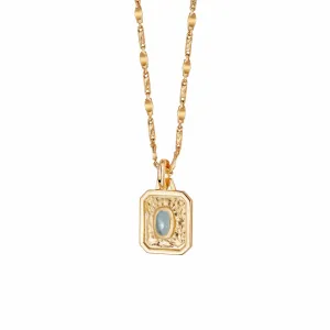 March Aquamarine Birthstone Necklace 18ct Gold Plate