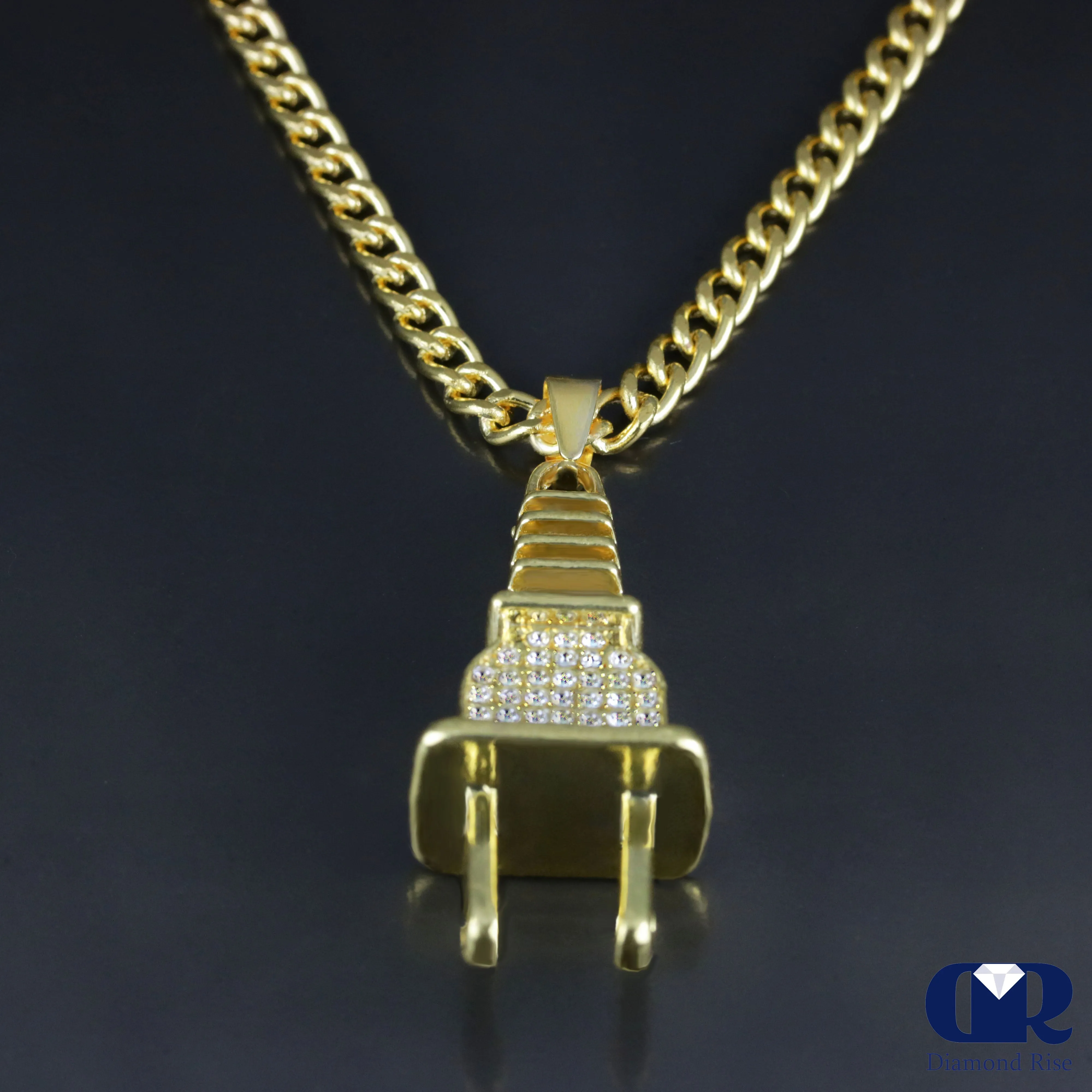 Men's Diamond Plug Pendant In 10K Gold