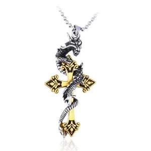 Men's Punk Dragon Cross Necklaces