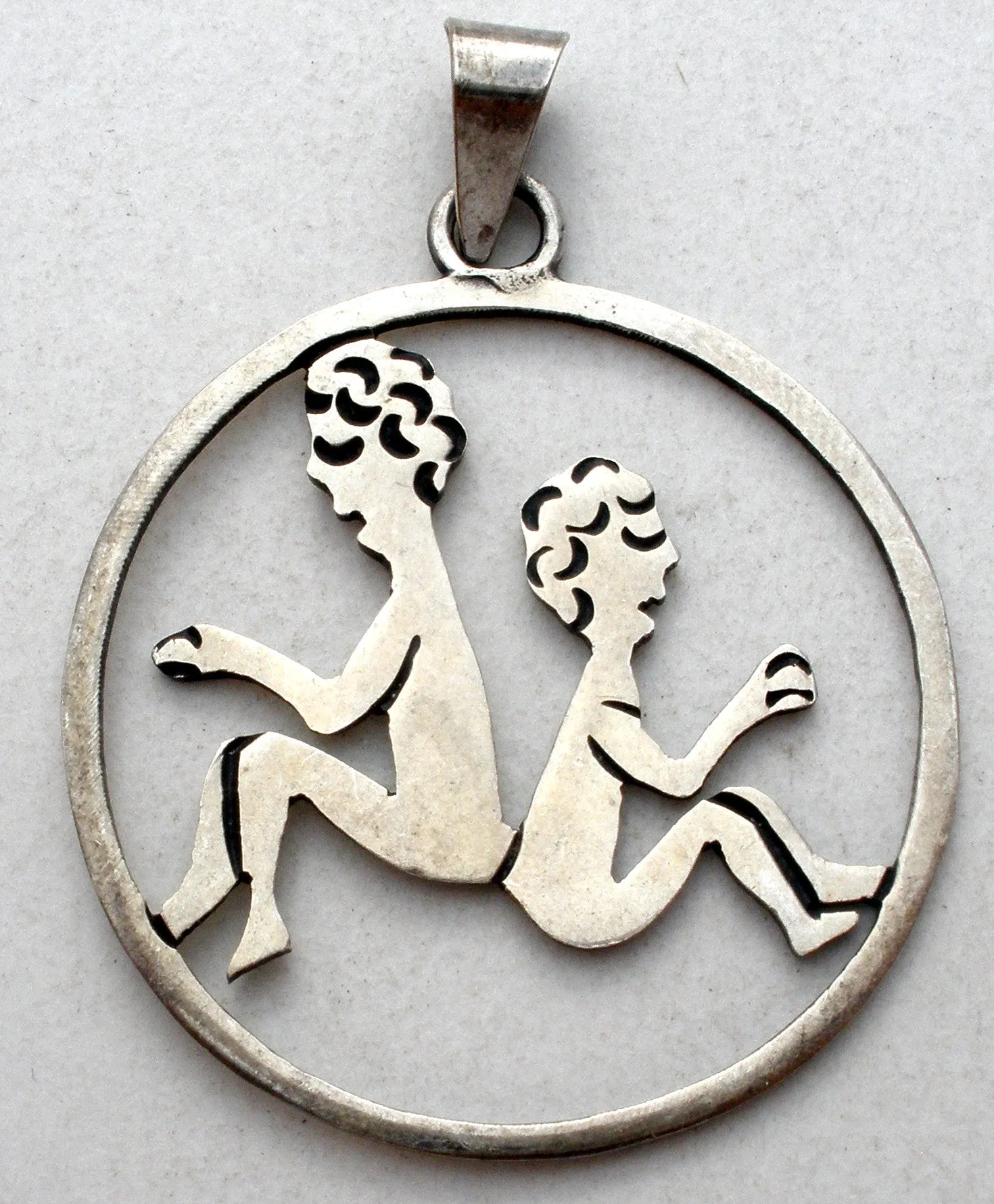 Mexican Gemini Twins Pendant Sterling Silver