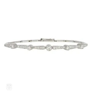 Mid-century tapering diamond line bracelet