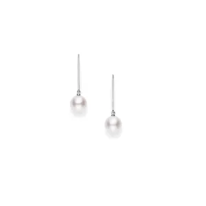 Mikimoto 18K White Gold 7mm Pearl Dangle Earrings