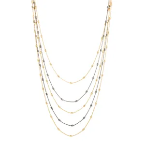 Mixed Metal Layered Bead Necklace