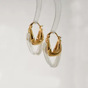 Multi layer Chain Drop Hoop Gold Earring JLT12981