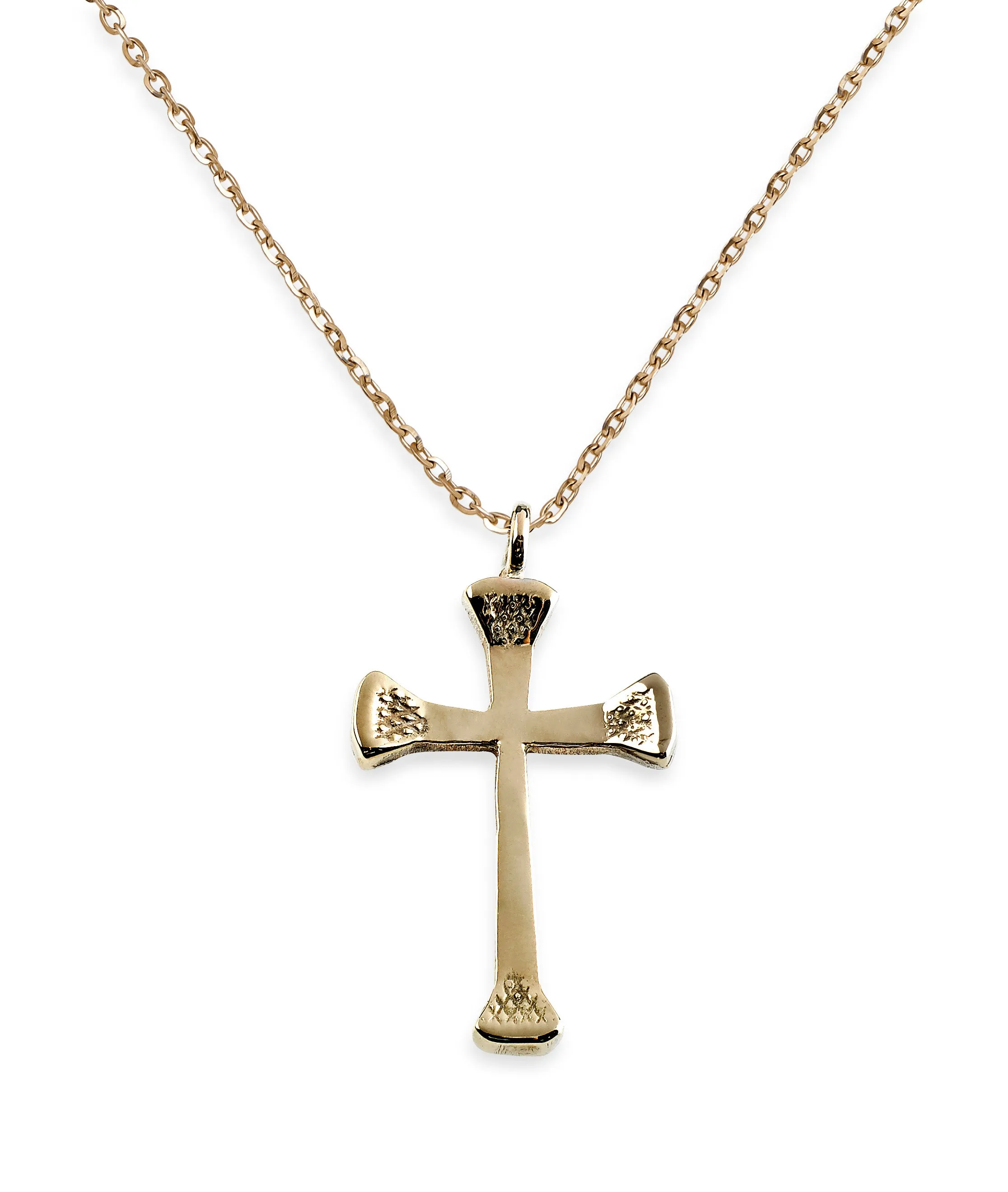 Nail Cross Necklace, 14k Gold