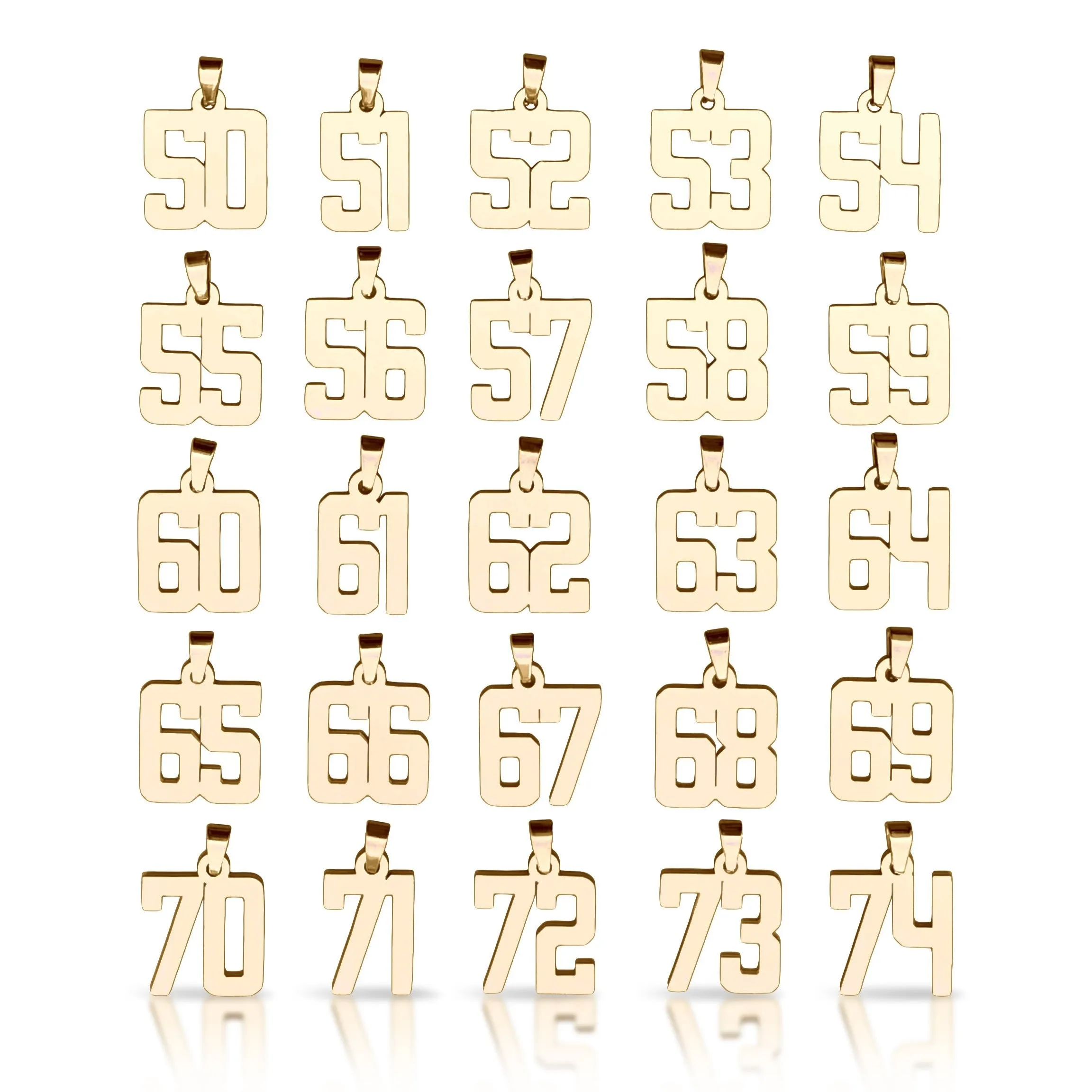 Number Pendants (Pendant Only) - 14K Gold Plated Stainless Steel