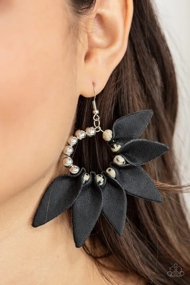 Paparazzi Earring ~ Flower Child Fever - Black