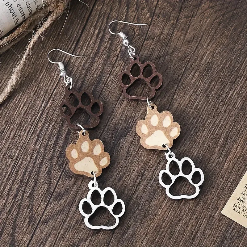 Paw Print Trio Dangle Earrings