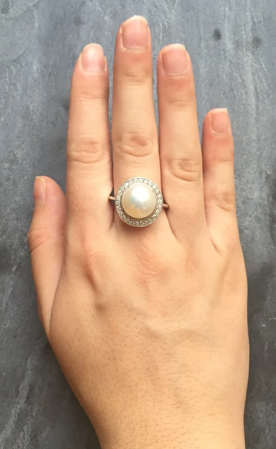 Pearl Statement Ring - White Pearl Ring - Pearl Vintage Ring