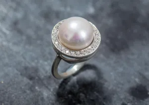 Pearl Statement Ring - White Pearl Ring - Pearl Vintage Ring