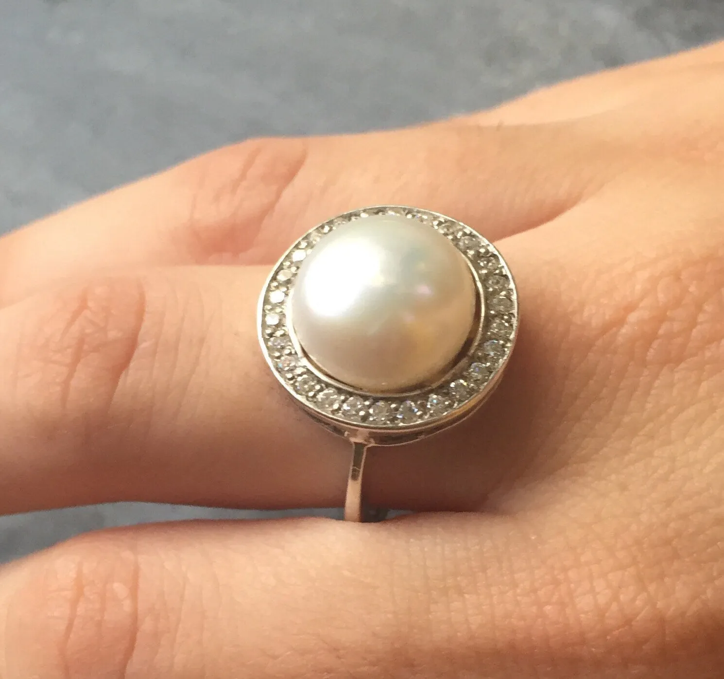 Pearl Statement Ring - White Pearl Ring - Pearl Vintage Ring