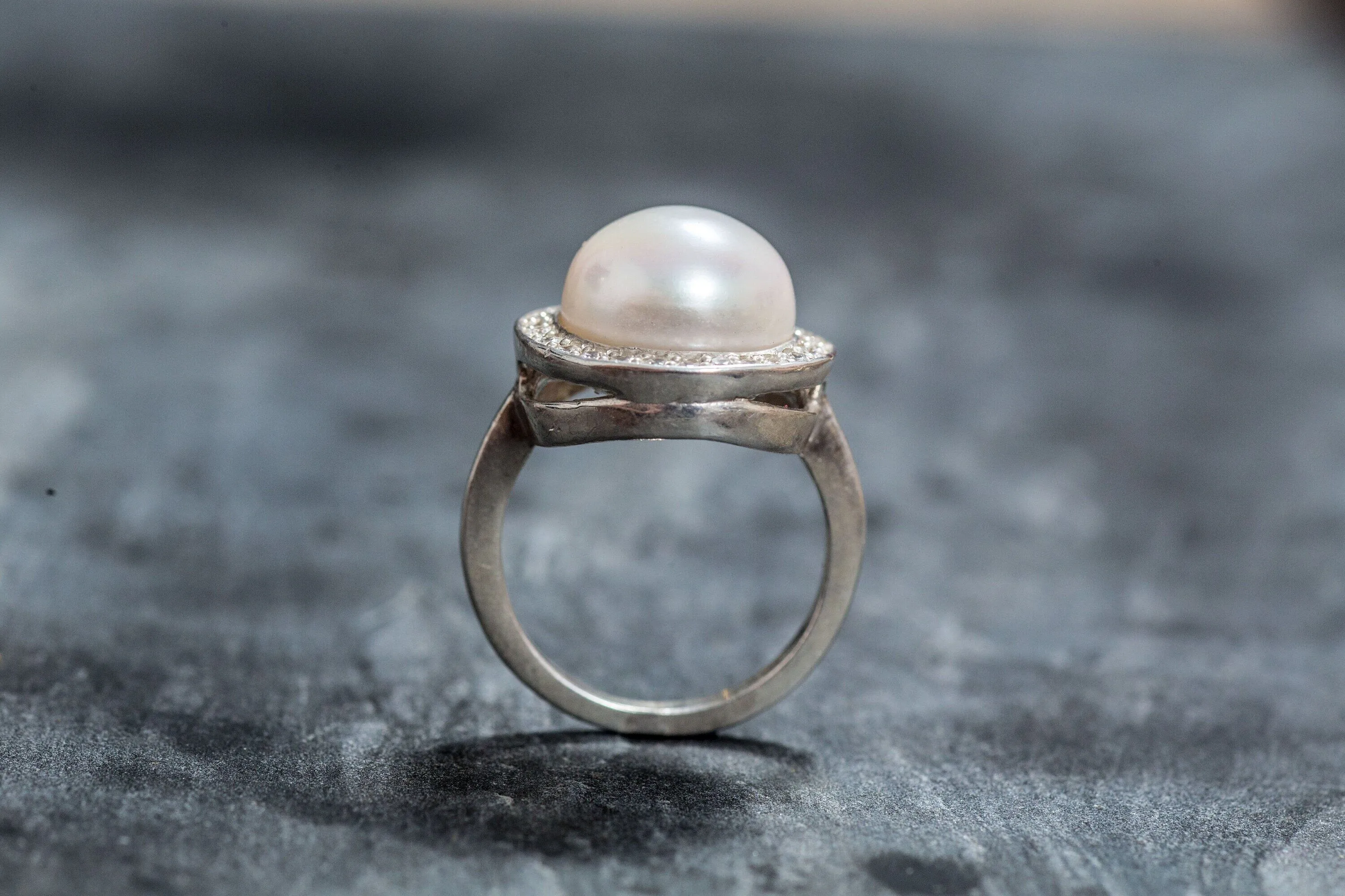 Pearl Statement Ring - White Pearl Ring - Pearl Vintage Ring