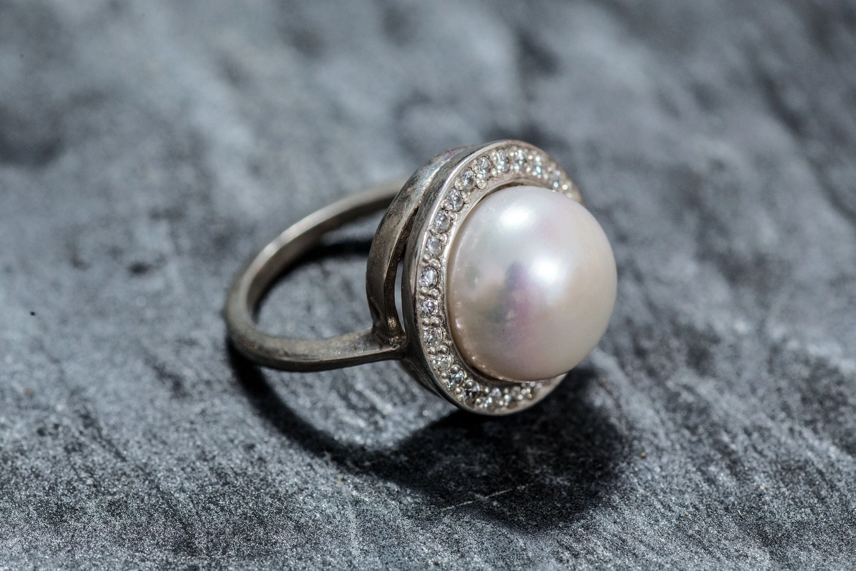 Pearl Statement Ring - White Pearl Ring - Pearl Vintage Ring