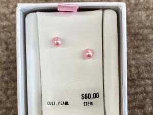 Pink Pearl Silver Baby Earrings