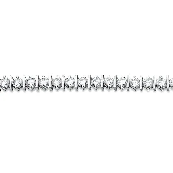 Platinum Plated Sterling Silver Round Cubic Zirconia 7-inch Tennis Bracelet