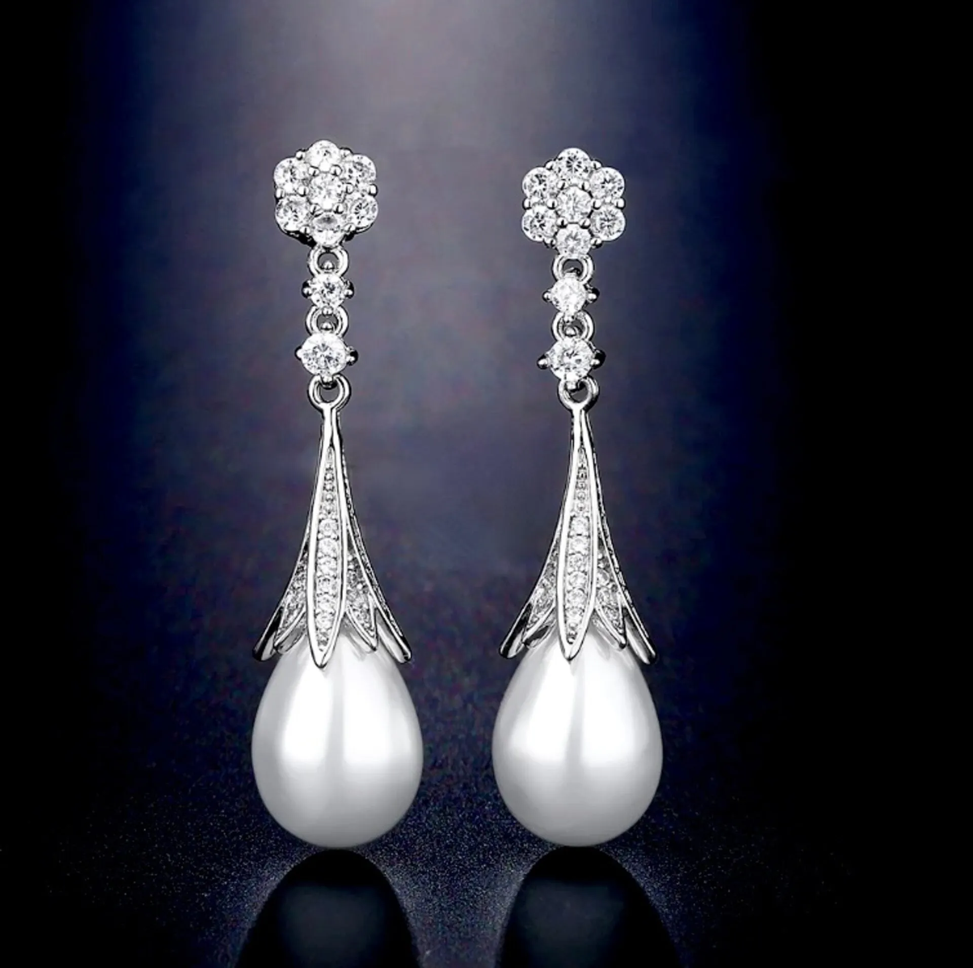 "Anyani" - Pearl Bridal Earrings - Available in Gold and Silver