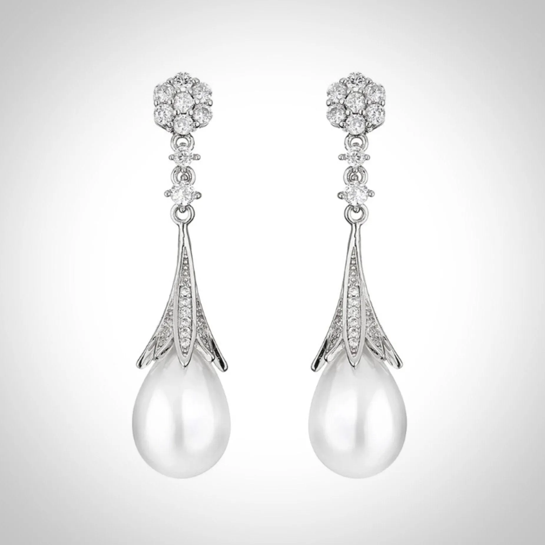 "Anyani" - Pearl Bridal Earrings - Available in Gold and Silver