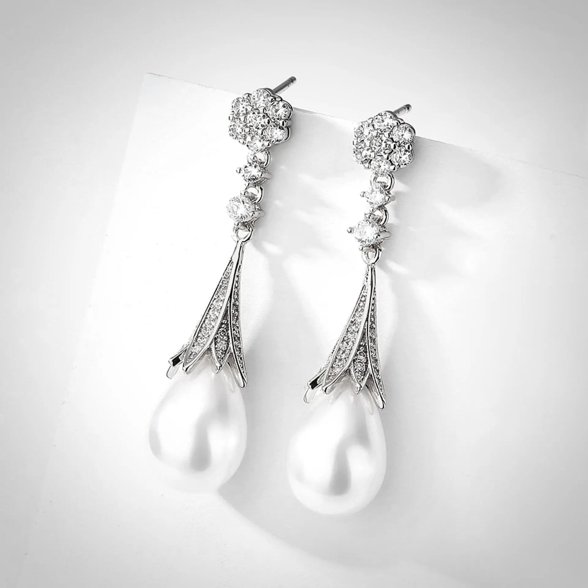 "Anyani" - Pearl Bridal Earrings - Available in Gold and Silver