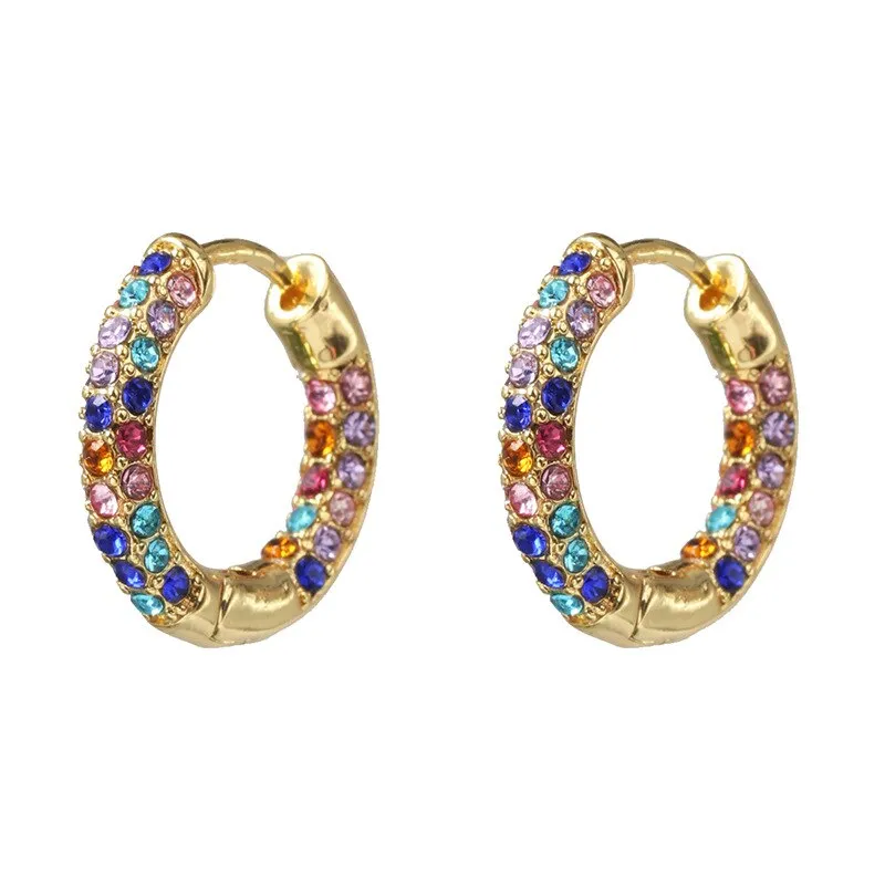 Rainbow Earrings Cubic Zirconia Ear Cuff Set for Female Trendy Gold Clip on Earrings Ear cuff