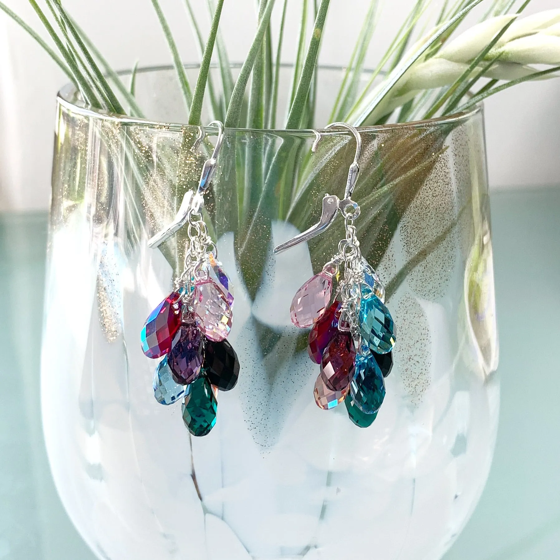 Rainbow Teardrop Crystal Earrings