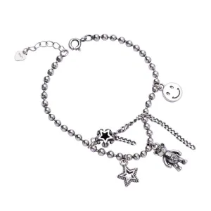 Retro Tassel Bracelet With Bear, Smiley Face and Star Charms