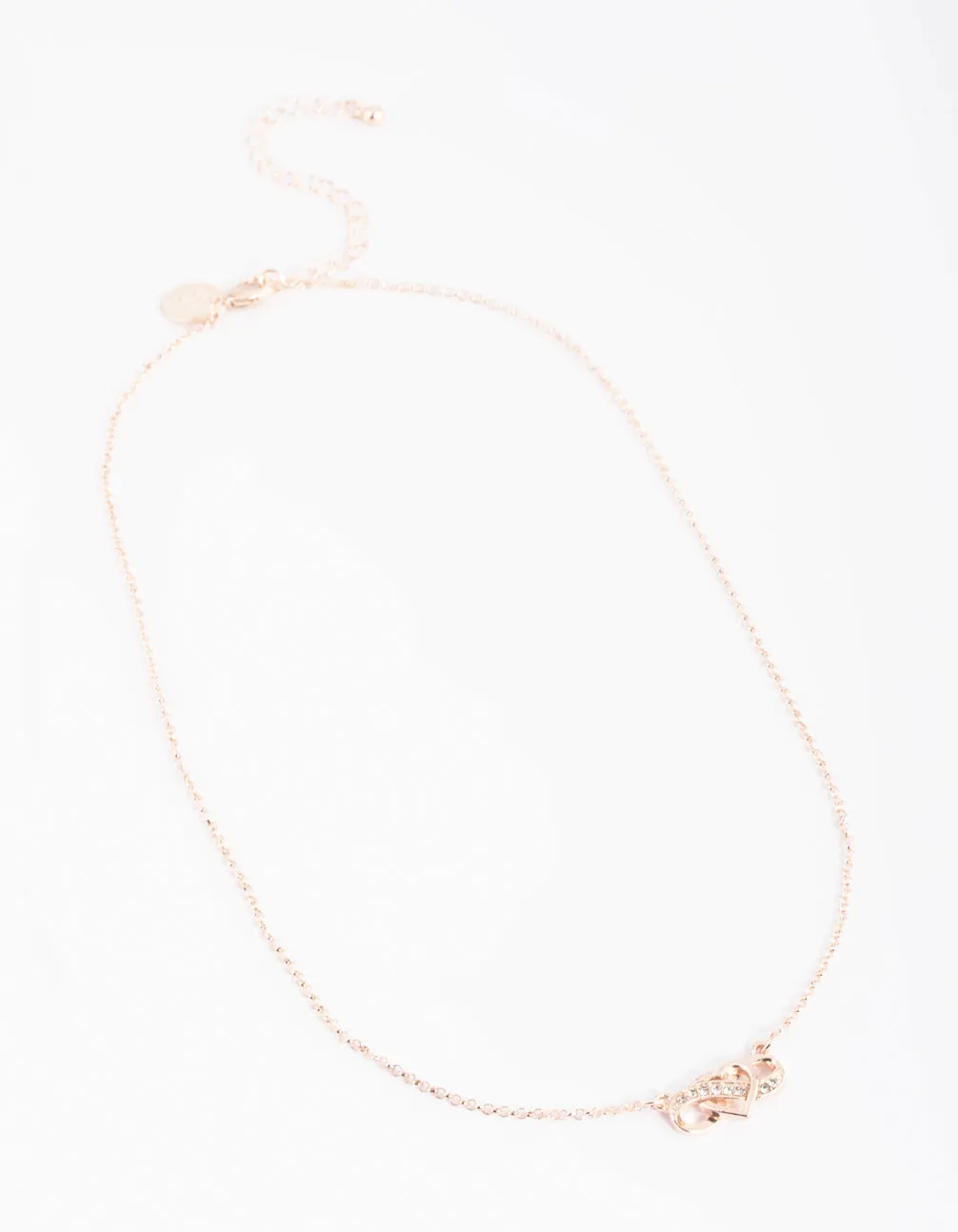 Rose Gold Diamante Infinity Heart Necklace