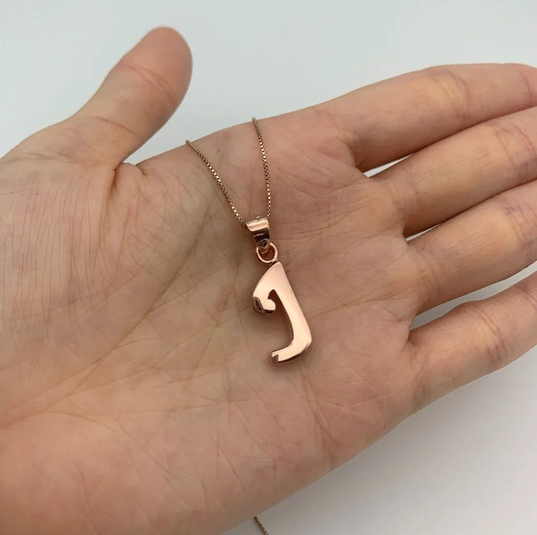 Rose Gold Letter J Pendant - Alphabet Letter Necklace - Letter J Pendant