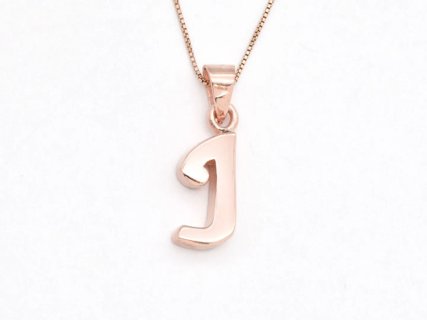 Rose Gold Letter J Pendant - Alphabet Letter Necklace - Letter J Pendant