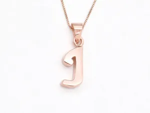 Rose Gold Letter J Pendant - Alphabet Letter Necklace - Letter J Pendant