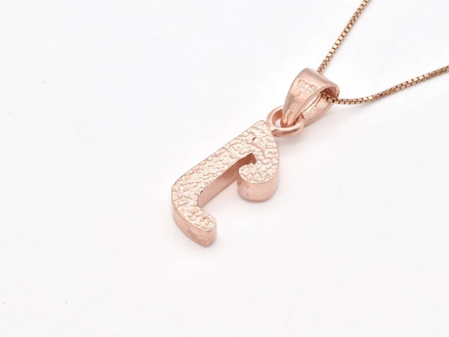 Rose Gold Letter J Pendant - Alphabet Letter Necklace - Letter J Pendant