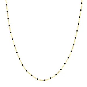 Roset Gold Label Piatto Black Enamel Beaded Necklace