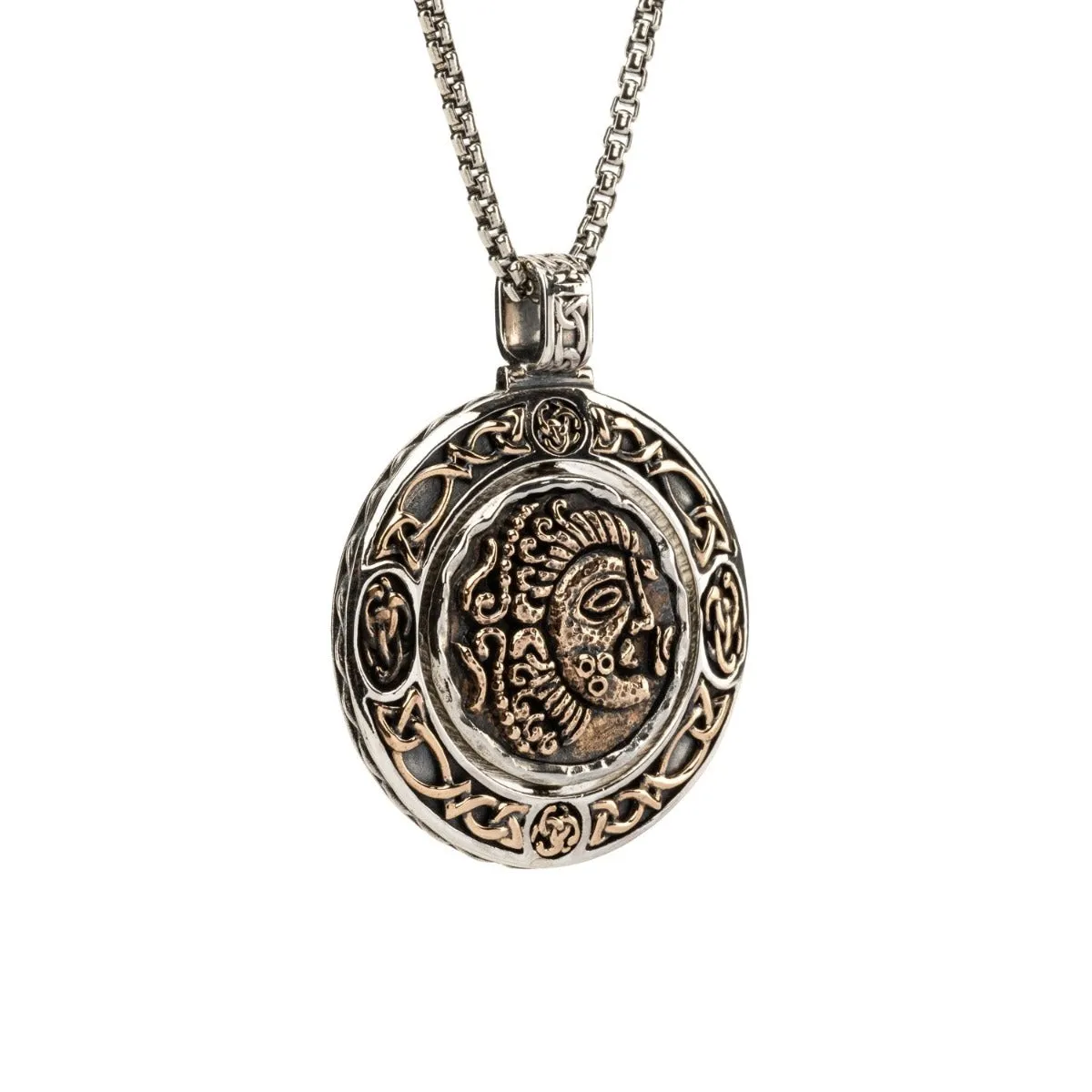 Silver and Bronze Celestial Messengers Ancient Celtic Coin Spinner Pendant