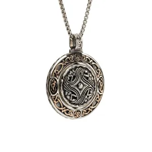 Silver and Bronze Celestial Messengers Ancient Celtic Coin Spinner Pendant