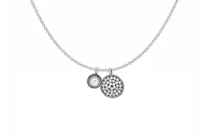 Silver Disc & Pearl Adjustable Necklace